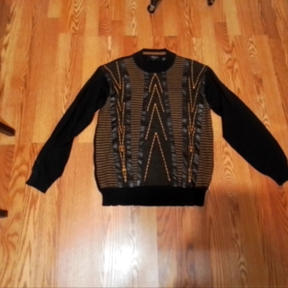 PARDAZZIO Mens Sweater Size M Preowned Faux Leather Accents